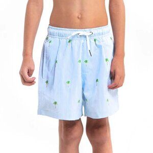 NEW Bermies Palm Stripes Mesh Liner Elastic Waist Pull On Swim Trunks Suit Short